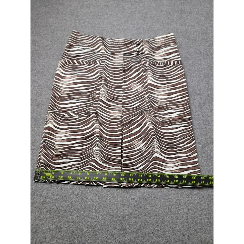 Tory Burch Women's Skirt Size‎ 4 Brown White Zebra Print Cotton Stretch Mini